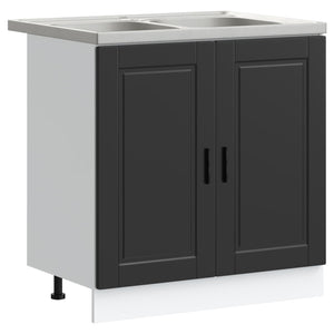Waschbeckenunterschrank Porto Schwarz 2er-Set