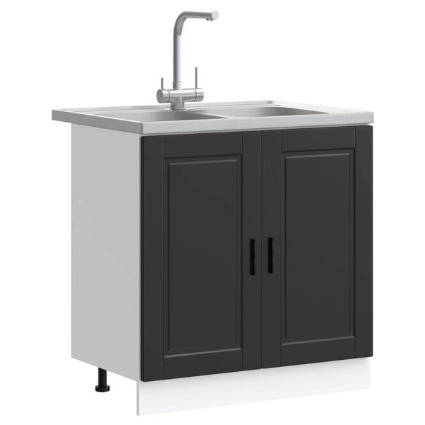 Waschbeckenunterschrank Porto Schwarz 2er-Set