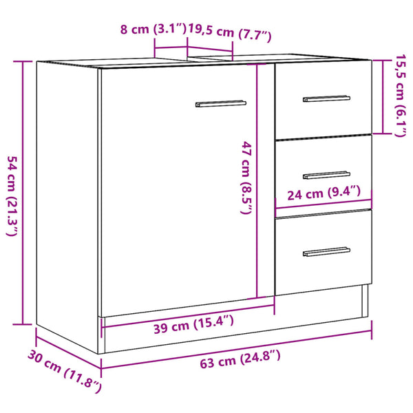 Waschbeckenunterschrank Altholz-Optik