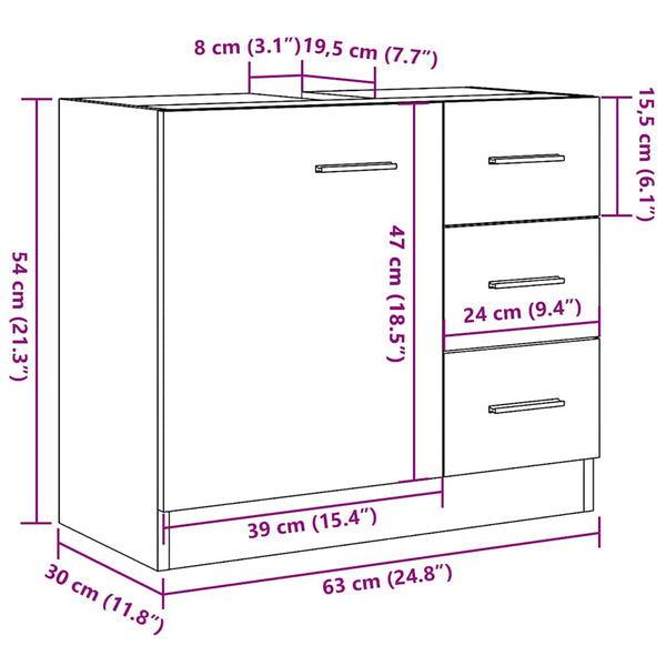 Waschbeckenschrank Artisan Eiche 63 cm