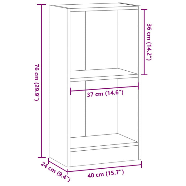 Bücherregal Grau Sonoma 40x24x76 cm