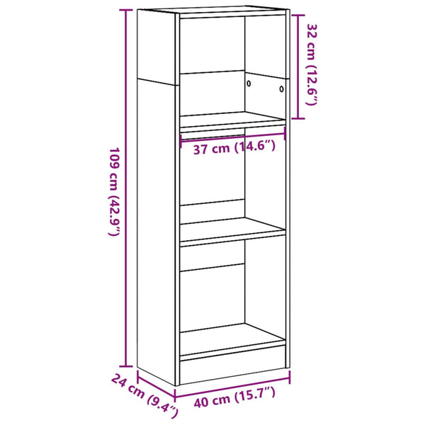 Bücherregal Räuchereiche 40x24x109 cm