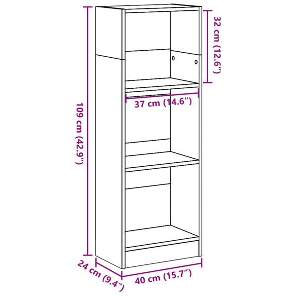 Bücherregal Braun Eichenoptik 109 cm