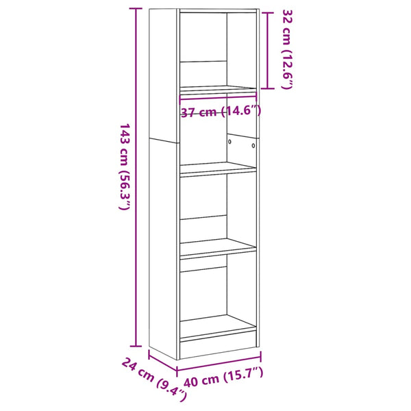 Bücherregal Sonoma Eiche 40x24x143 cm