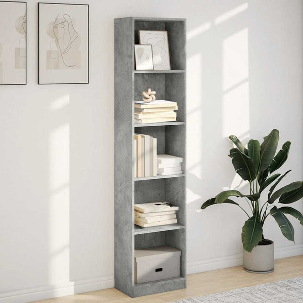 Betongraues Bücherregal 40x24x176 cm