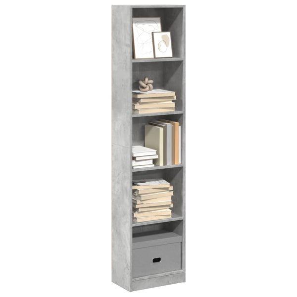 Betongraues Bücherregal 40x24x176 cm