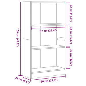 Bücherregal Altholz-Optik, 60 cm breit
