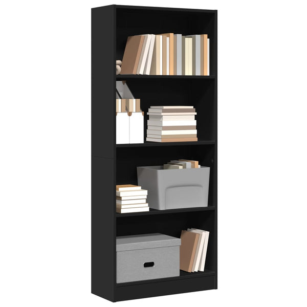 Schwarzes Bücherregal 60x24x143 cm