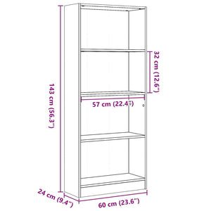 Bücherregal Sonoma Eiche 60x24x143 cm