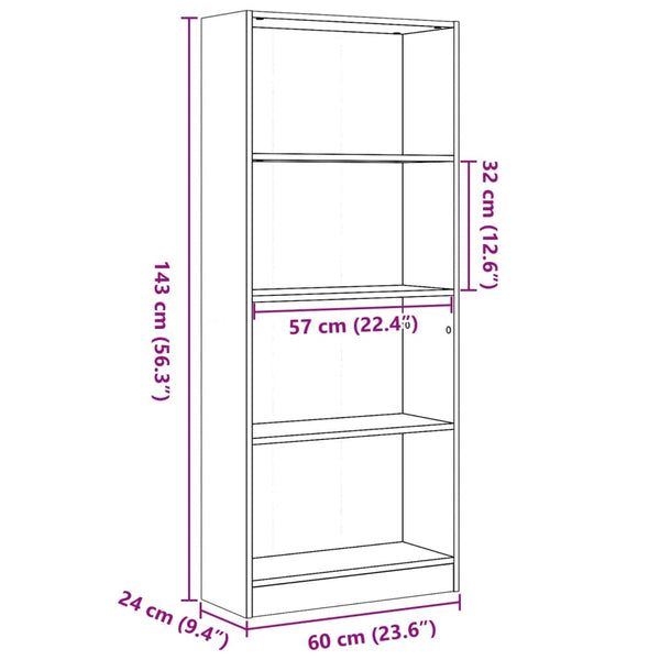 Bücherregal Sonoma Eiche 60x24x143 cm
