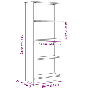Bücherregal Altholz-Optik 60x143 cm
