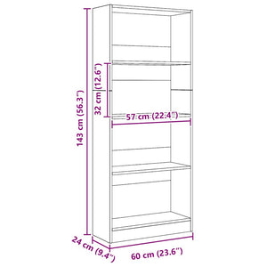 Bücherregal Artisan Eiche 60x24x143 cm