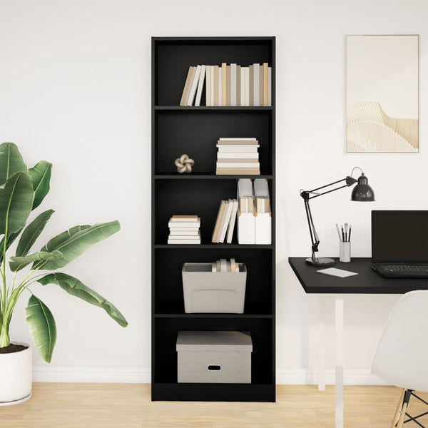 Schwarzes Bücherregal 60x24x176 cm