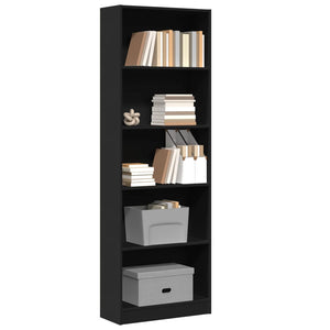 Schwarzes Bücherregal 60x24x176 cm