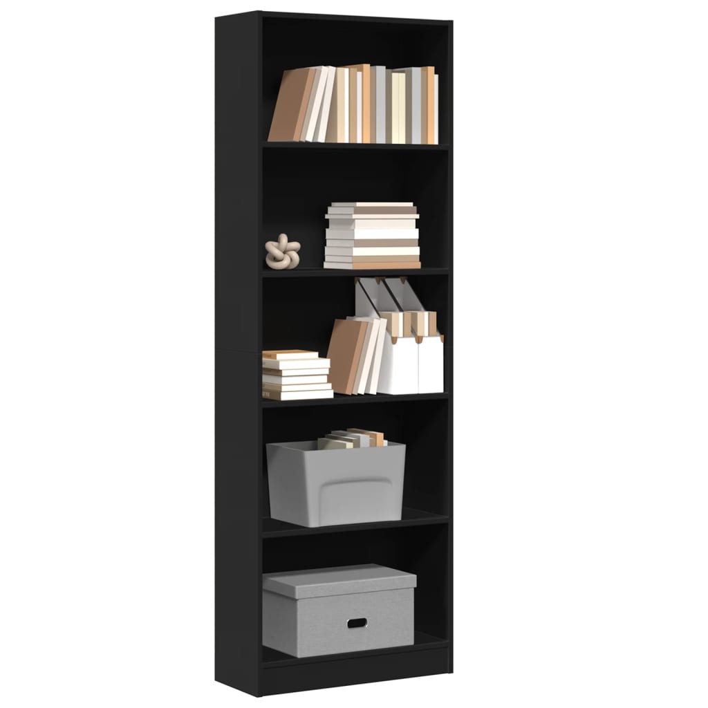Schwarzes Bücherregal 60x24x176 cm