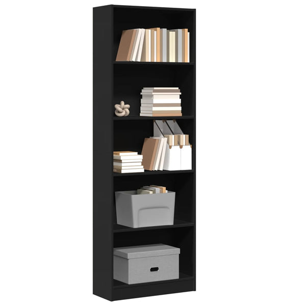 Schwarzes Bücherregal 60x24x176 cm