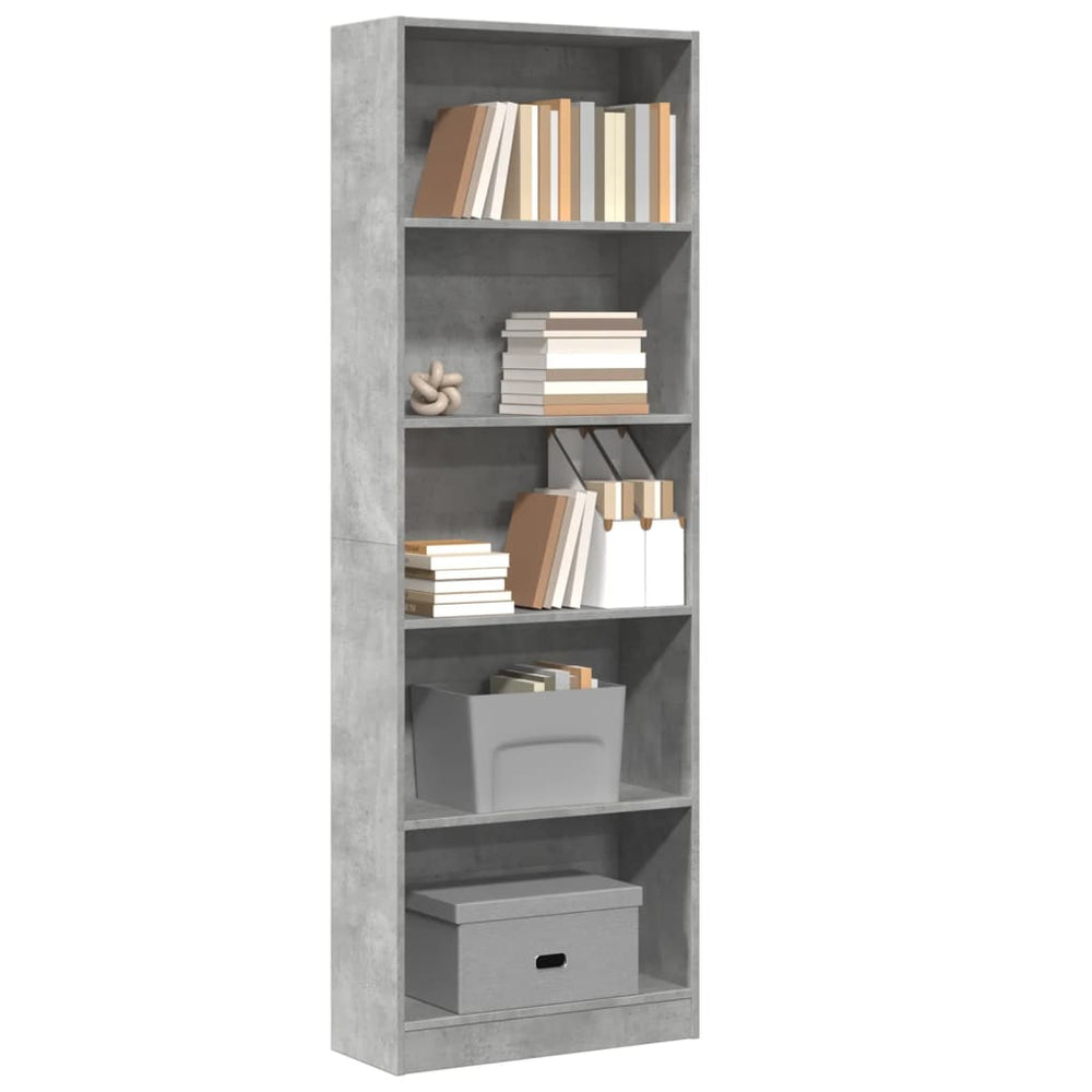 vidaXL Bookcase Concrete Gray 60x24x176 cm Engineered Wood