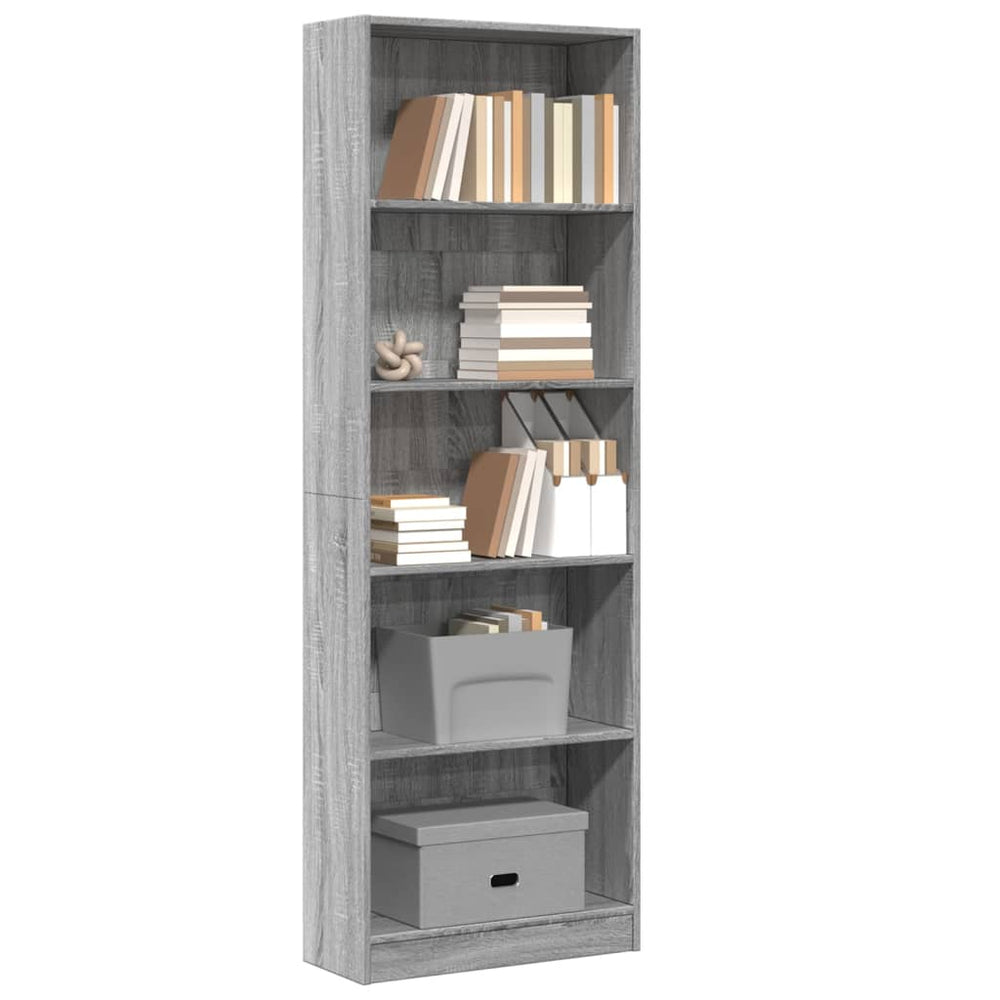 vidaXL Bookcase Sonoma Gray 60x24x176 cm Engineered Wood