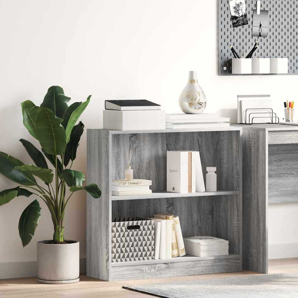 vidaXL Bookcase Grey Sonoma 80x24x76cm Engineered Wood