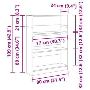 Bücherregal Weiß 80x24x109 cm