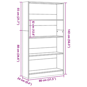 Bücherregal Sonoma Eiche 80x24x143 cm