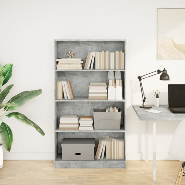 Betongraues Bücherregal 80x24x143 cm