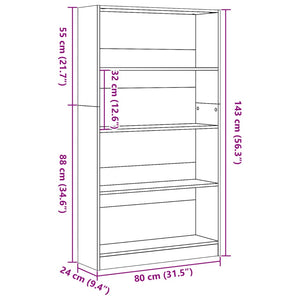 Bücherregal Artisan Eiche 80x143 cm