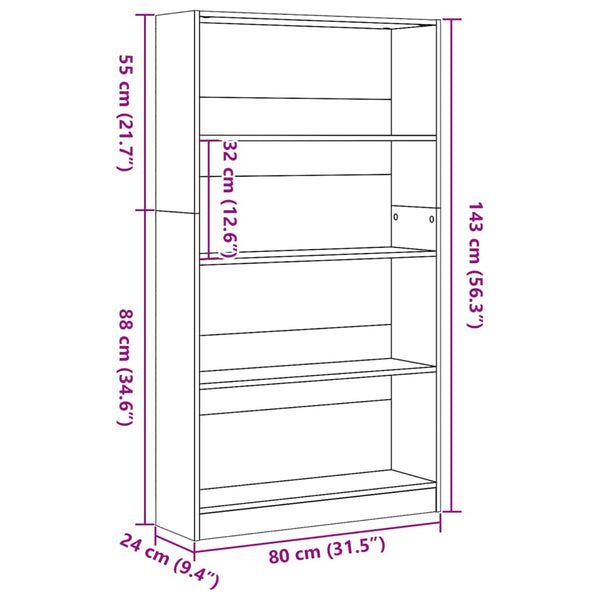 Bücherregal Artisan Eiche 80x143 cm