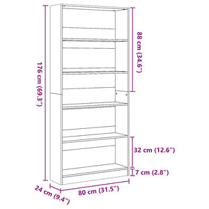 Bücherregal Betongrau 80x176 cm