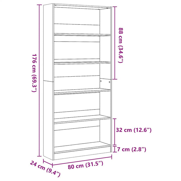 Bücherregal Betongrau 80x176 cm