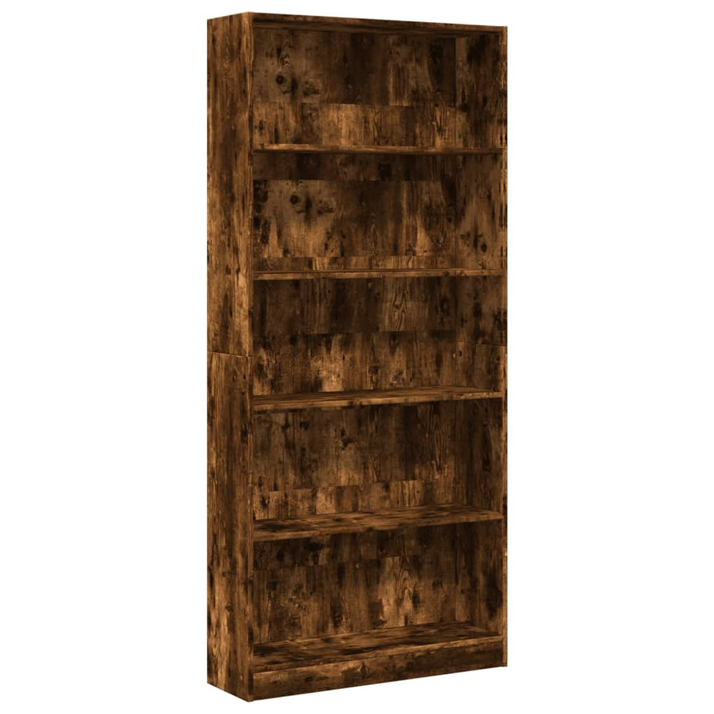 vidaXL Bookshelf Smoked Oak 80x24x176 cm Engineered Wood