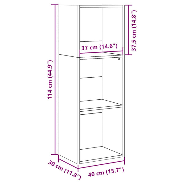 Bücherregal Weiß 40x30x114 cm