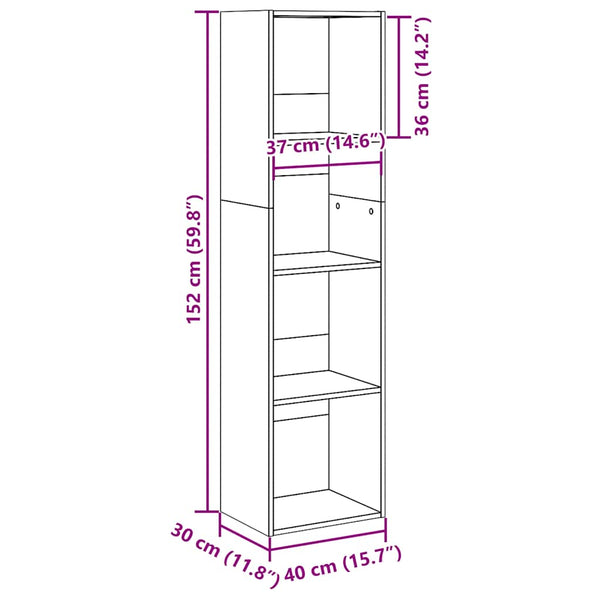 Bücherregal Altholz-Optik, 152 cm hoch