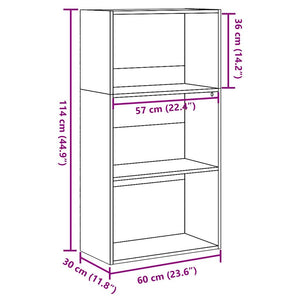 Bücherregal Sonoma Eiche 60x30x114 cm