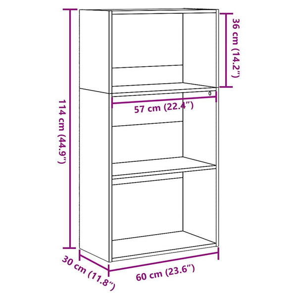 Bücherregal Sonoma Eiche 60x30x114 cm