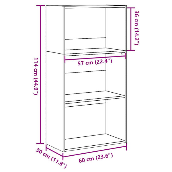 Bücherregal Altholz-Optik, 60 cm