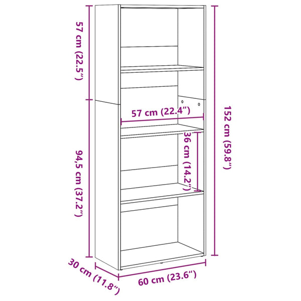 Bücherregal Sonoma-Eiche 60x152 cm