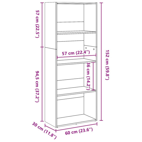 Bücherregal Artisan Eiche 60x30x152 cm