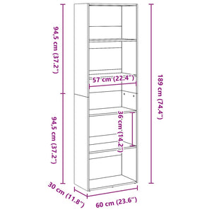 Bücherregal Artisan Eiche 60x189 cm