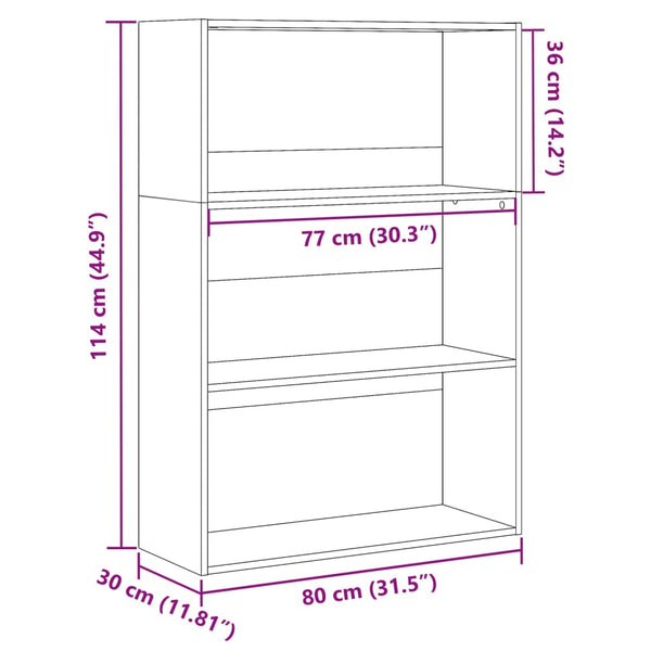 Bücherregal Altholz-Optik, 80x114 cm