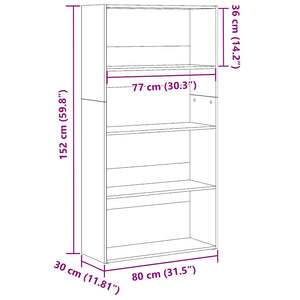 Weißes Bücherregal 80x30x152 cm
