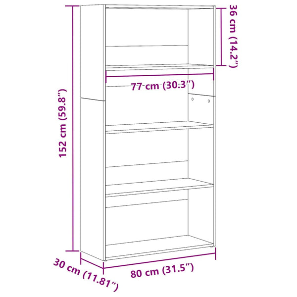 Weißes Bücherregal 80x30x152 cm