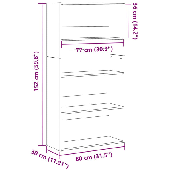 Bücherregal Artisan Eiche 80x30x152 cm