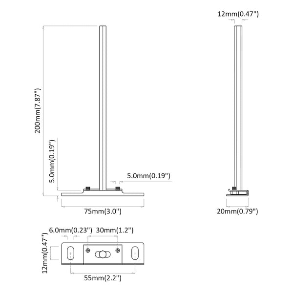 Schwebende Regalträger Ø12x200 mm, 12er Set