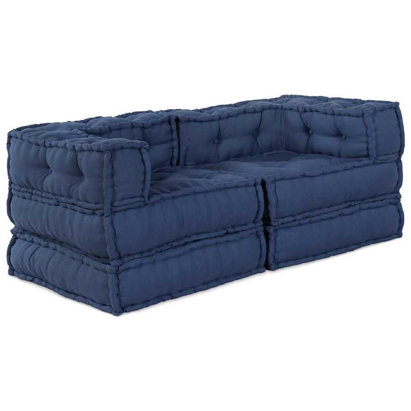 Modulare Sofagarnitur Indigo Stoff 2-teilig
