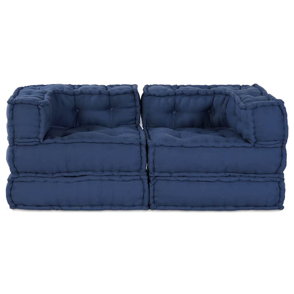 Modulare Sofagarnitur Indigo Stoff 2-teilig