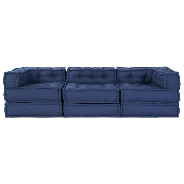 Modulare Sofagarnitur Indigo Stoff 3-teilig