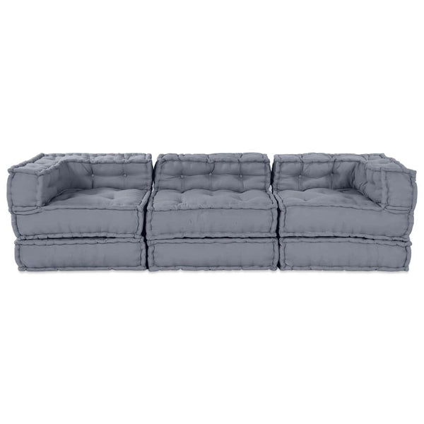 Modulare Sofagarnitur, 3-teilig, Grau