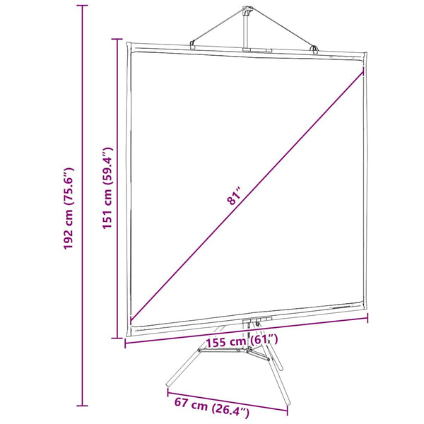 Beamer Leinwand mit Stativ 81 Zoll