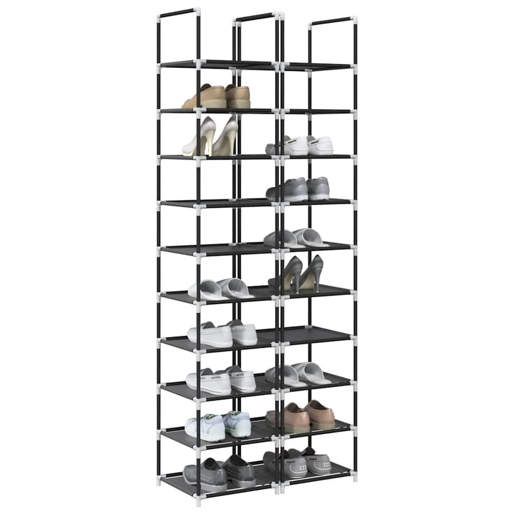 Schuhregal 2er Set, 10 Ebenen, Schwarz